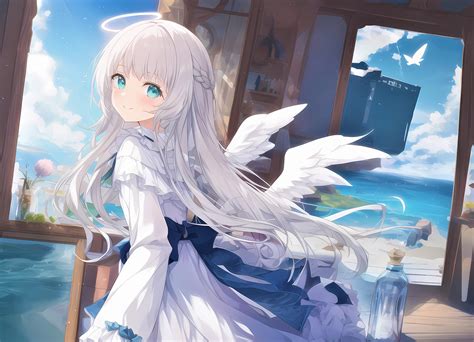 Wallpaper Girl Smile Angel Halo Wings Anime Hd Widescreen High