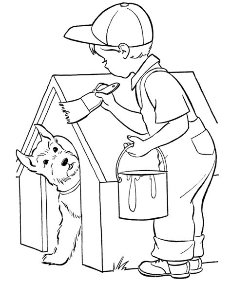 Little dog with a crown in the shape of a heart. Dog House Coloring Pages - GetColoringPages.com