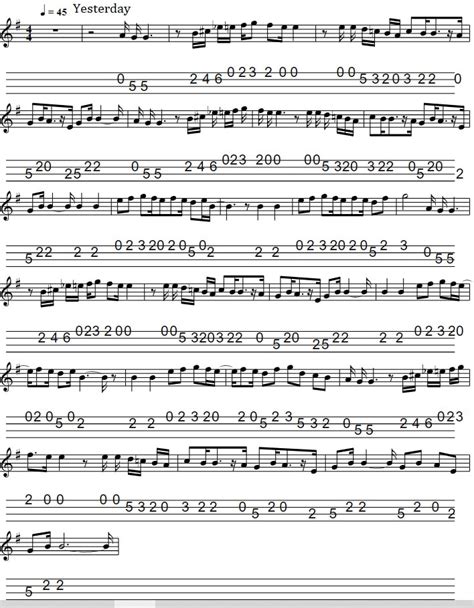Yesterday Mandolin Tab By The Beatles Tenor Banjo Tabs