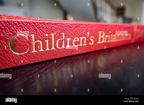 Close Up Of A Childrens Encyclopedia Britannica Red Book Stock Photo