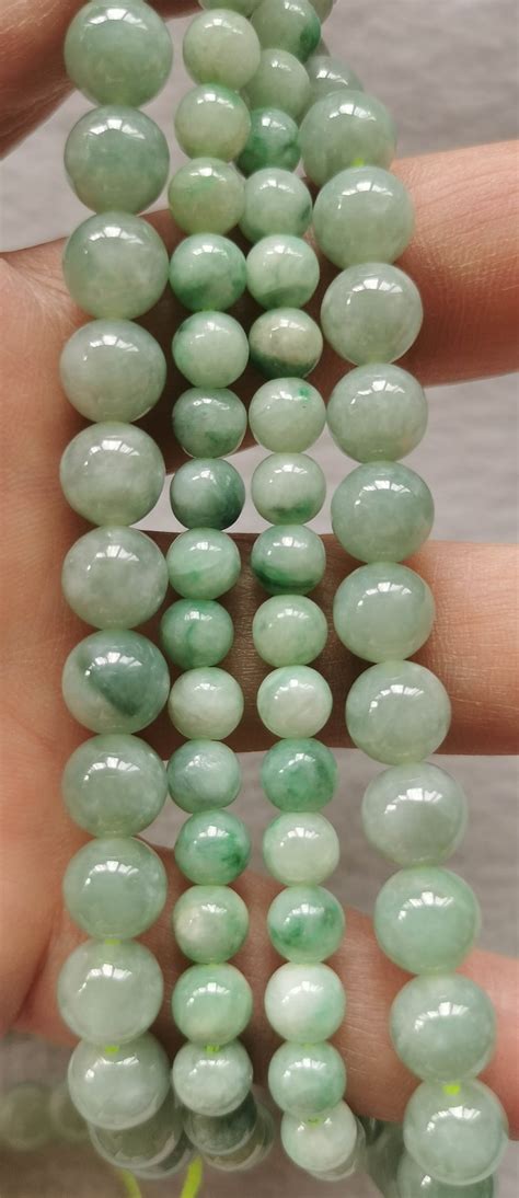 Natural Burma Jadeite Round 6mm 8mm 10mm Green Gemstone Beads Etsy Canada