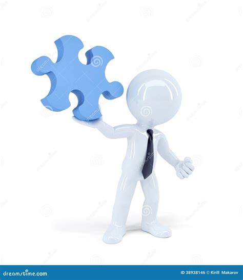 Businessman Holding Puzzle Piece Business Concept Stock Illustration