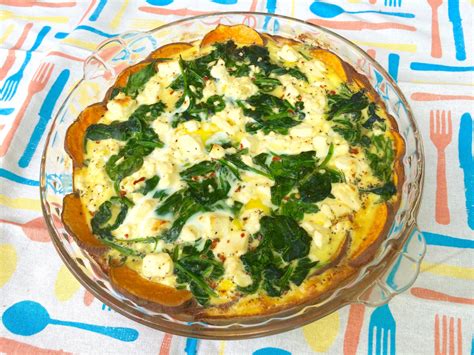 Spinach And Feta Quiche With Sweet Potato Crust