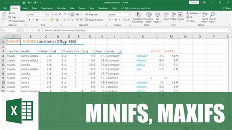 สอน Excel Office 365: ใช้ฟังก์ชัน MINIFS และ MAXIFS เพื่อหาค่าต่ำสุดและ ...
