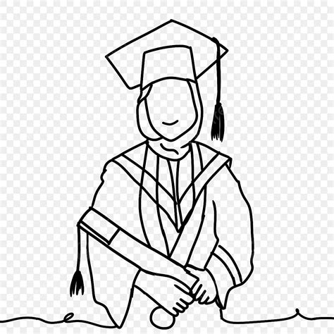 Cute Hijab Girl Graduation Abstract Lineart Drawing Hijab Girl