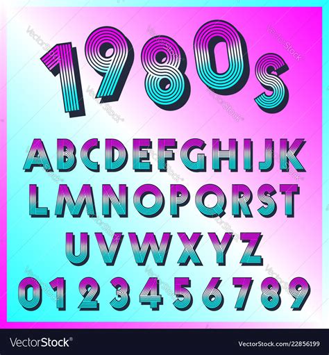 80s Retro Font Template Set Of Letters And Vector Image