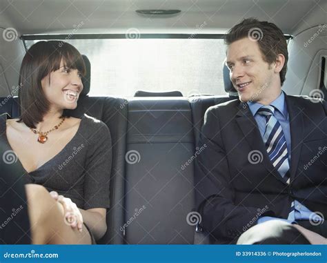 Business People Talking In Back Seat Of Car Stock Photo Image Of
