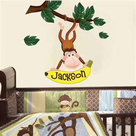 What should i put on my nursery wall? Monkey Name Wall Decal - Nursery Wall Decal Murals ...