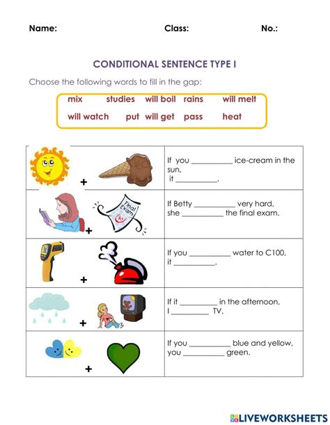 Conditional Sentence Type 1 Interactive Activity