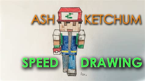 Speed Drawing Ash Ketchum Pokemon In Minecraft Skin Youtube