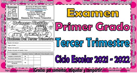 Examen Del Primer Grado De Primaria Del Tercer Trimestre Del Ciclo