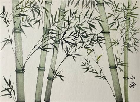 Green Bamboo Painting By Yoko Collin Saatchi Art