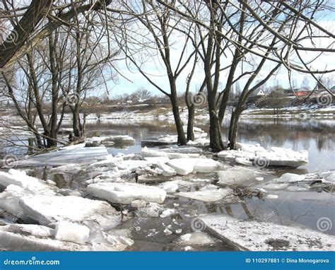 In March An Icebreaker On The River Stock Image Image Of March