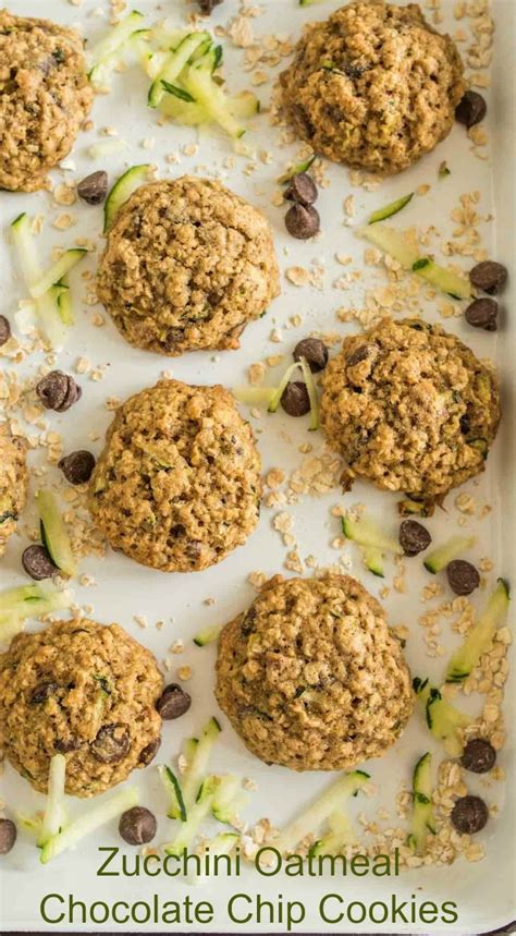 Chocolate Chip Oatmeal Zucchini Cookies Made With Whole Wheat Flour