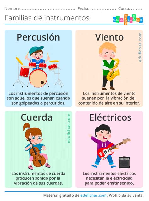 Nombres De Los Instrumentos Musicales Para Niños Fichas En Pdf