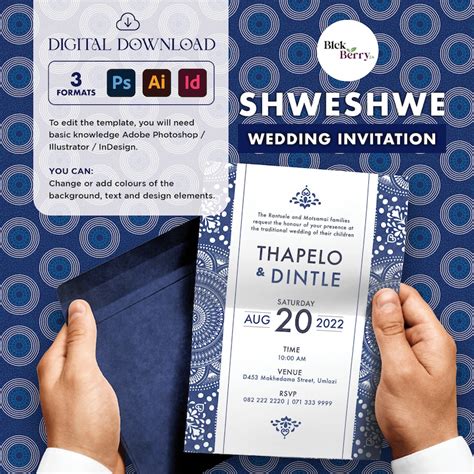 Editable Tswana Shweshwe Wedding Invitation Template Etsy