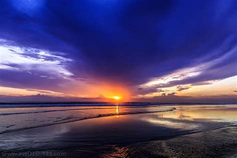 Magic Dramatic Unreal Sunset In Kuta Beach Bali