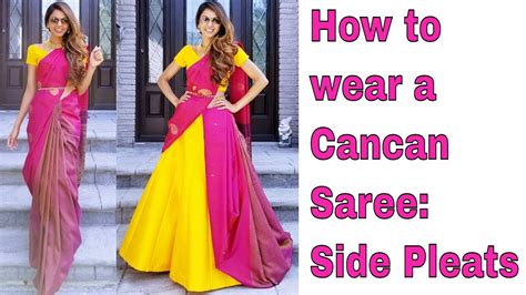 How To Wear A Cancan Saree Side Pleats Tia Bhuva YouTube