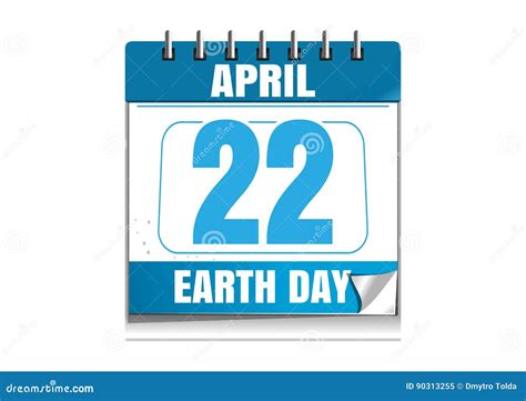 Earth Day Date In The Calendar 22 April Stock Vector Illustration Of