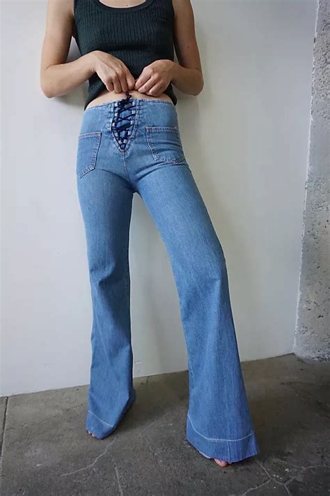 1970s Lace Up Bell Bottom Jeans Selected By Fair Season Free People