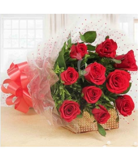 10 Red Roses Round Bunch Free Delivery Carmel Flowers