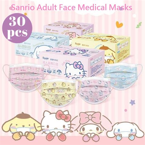 30 Pcs Hello Kitty My Melody Pompom Purin Cinnamoroll Disposable Face Medical Mask 100 Taiwan