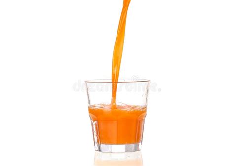 Juice Pouring Into Glass Isolated On White Stock Image Image Of