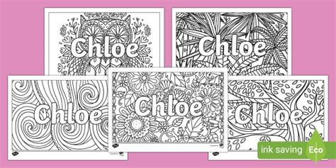 FREE Chloe Mindfulness Name Colouring Activity Twinkl