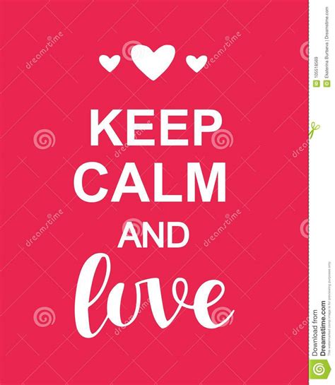 Keep Calm And Love Valentines Day Typography Poster Stock Vector