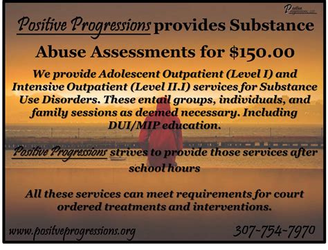 Substance Abuse Assessments Positive Progressions