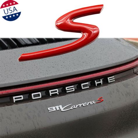 3d Red S Sport Logo Car Badge Emblem Sticker Decal For Macan 911