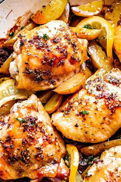 When the butter is melted, add minced garlic. Juicy Garlic Butter Baked Chicken Thighs Recipe with Potatoes