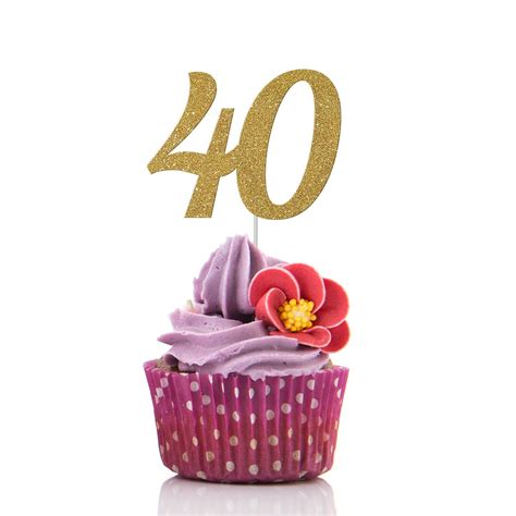 Number 40 Cupcake Toppers 40th Birthday Topper Etsy Cupcake Toppers