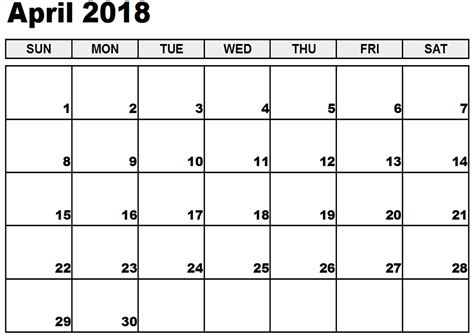 Online Printable April 2018 Calendar Oppidan Library