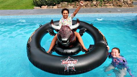 Tianas Crazy Bull Wipeout Swimming Pool Challenge Youtube