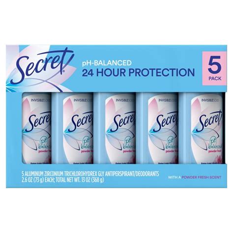 Secret Invisible Solid Powder Fresh Antiperspirant And Deodorant 5 Pk2