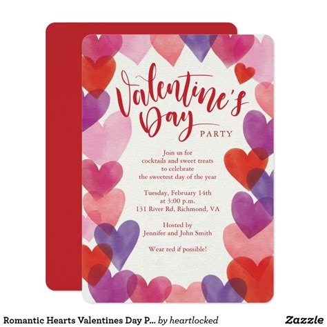 Romantic Hearts Valentines Day Party Invitation