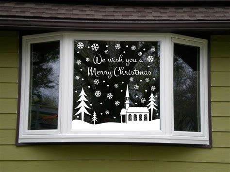 Outdoor Christmas Snowy Snow Scene Vinyl Lettering Window Kit Choice 3