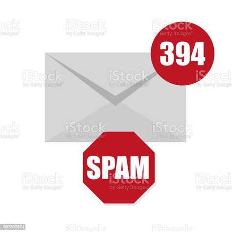 Vector Illustration Of Spam Envelope Icon With Counter And Red Sign On White Stock Illustration