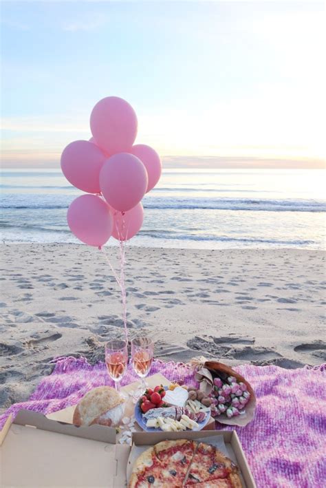 A Valentines Day Inspired Sunset Beach Picnic Romantic Picnics Picnic Birthday Beach Birthday