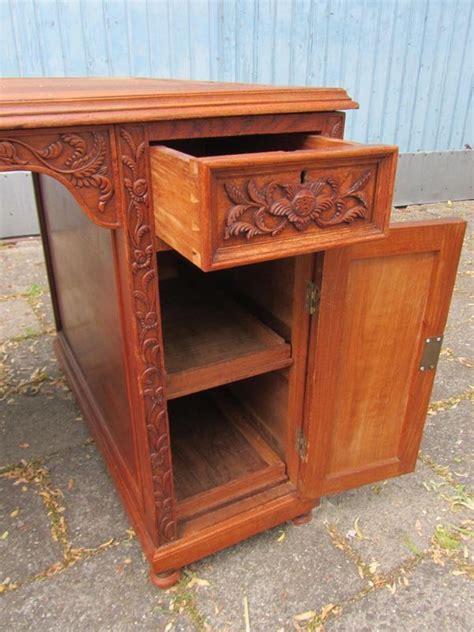 The desk is handmade of mango wood which is solid, stable, durable and beautiful, and the craftsmanship adds to its spectacular retro style. Vintage Carved Wooden Colonial Writing Desk and Chair, Set ...