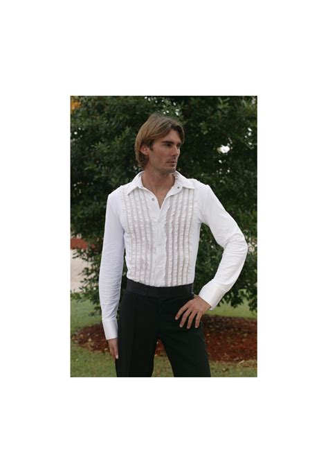 dance america mens ruffled tuxedo latin shirt with trunks ms8 dancewear