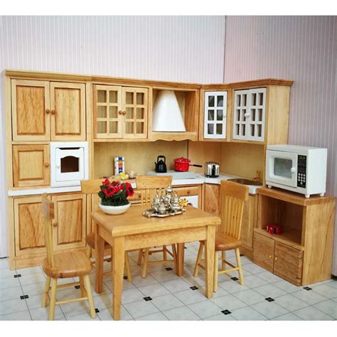 112 Luxury Wooden Kitchen Cabinet Cupboard Doll House Furniture Set