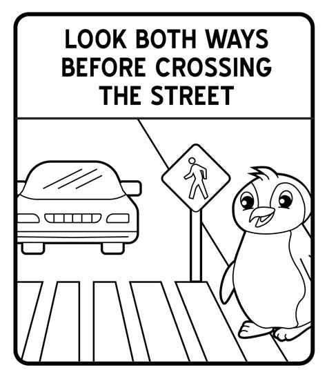 Safety Sign Crossing The Street Coloring Page