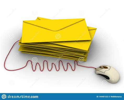 Electronic Mail Envelopes Connected To Computer Mouse Stock