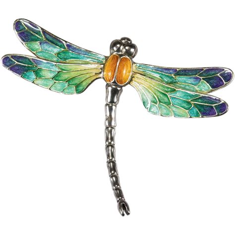 Hand Painted Enamel Dragonfly 925 Sterling Italian Designer Brooch Pin