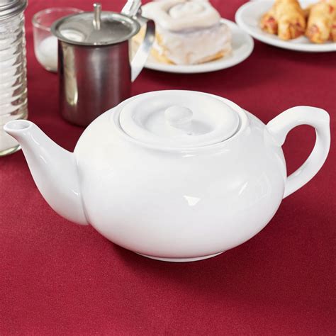 Core 32 Oz White China Teapot With Sunken Lid