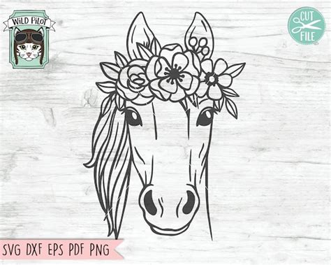 Horse Svg File Horse With Flower Crown Svg Horse Cut File Etsy