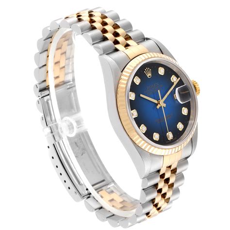 Rolex Datejust Steel Yellow Gold Diamond Vignette Dial Mens Watch 16233