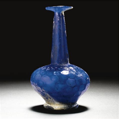 60 A Mould Blown Blue Glass Flask Persia 10th 12th Century